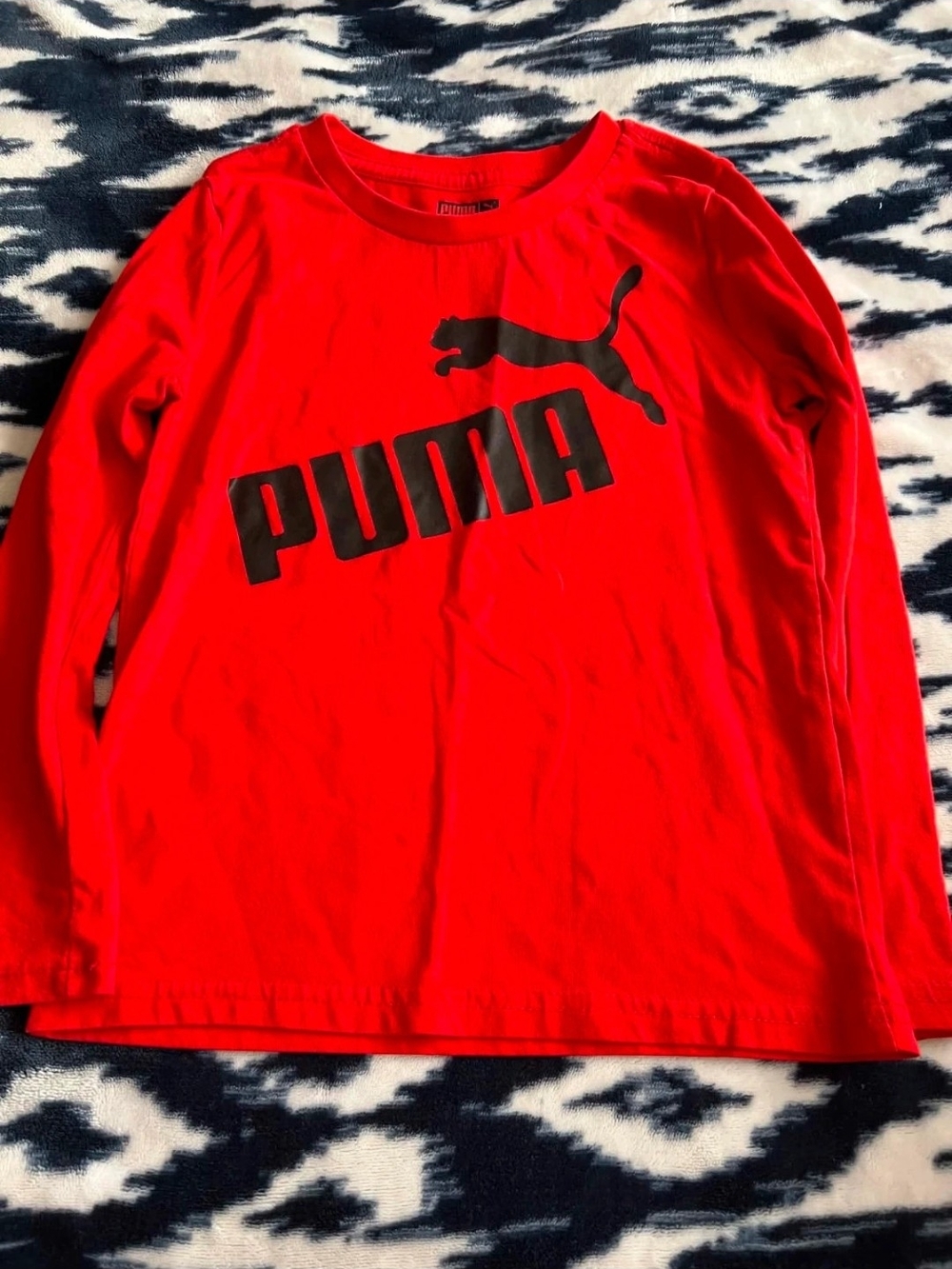 Puma Red Long-Sleeve Tee with Black Logo